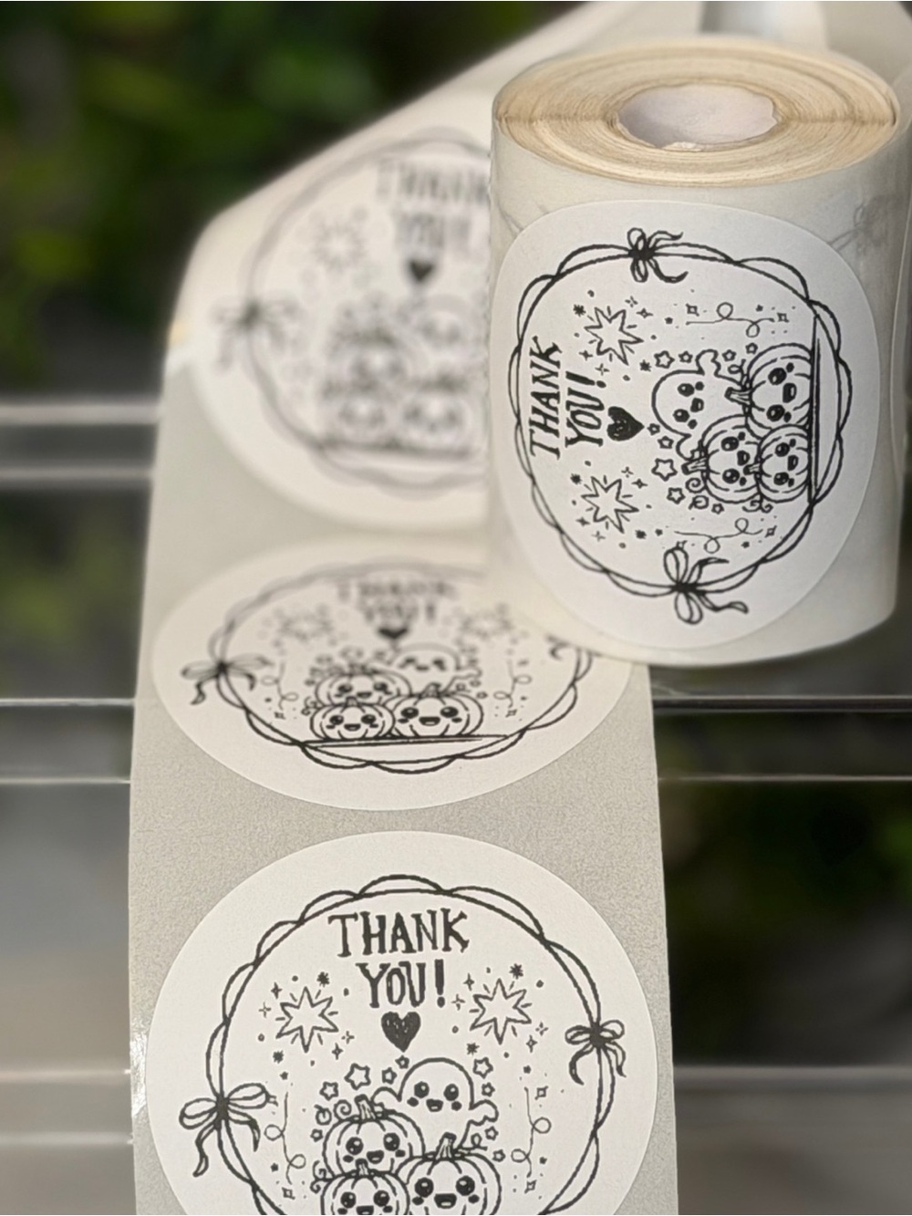 Halloween Ghost & Pumpkins Thank You Round Stickers 2” Labels 200 Count Pack